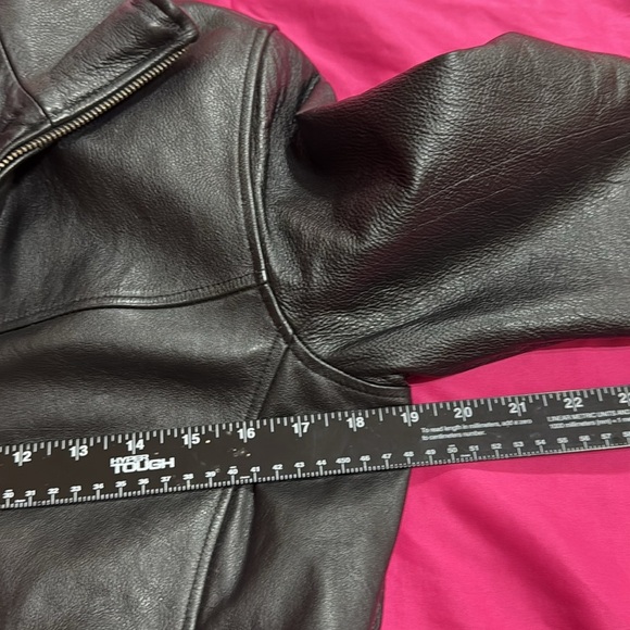 (P1) Kathy Ireland Jacket Black genuine leather belted coat, size S - Picture 7 of 15